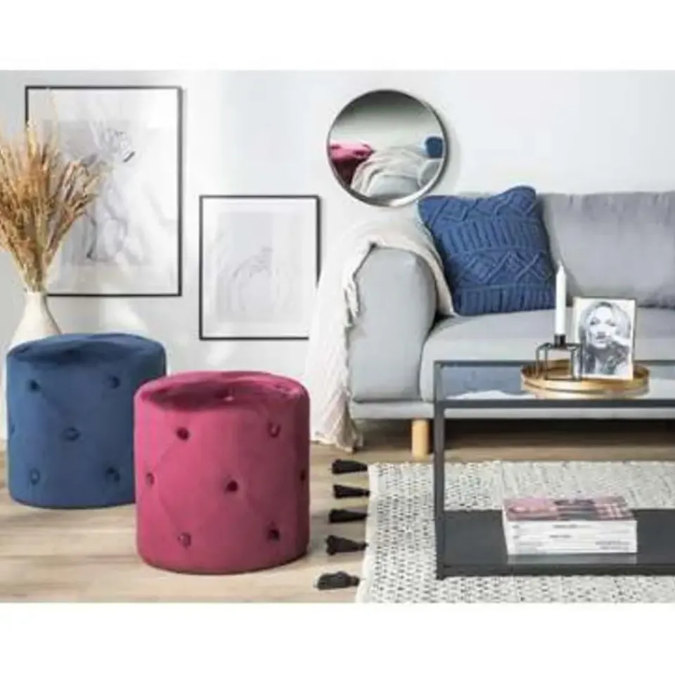 Beliani COROLLA - Poef - Rood - 40 cm - Fluweel Online