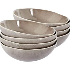 Leen Bakker COSTMARY - Diepe borden set van 8 - Grijs - Steengoed Hot