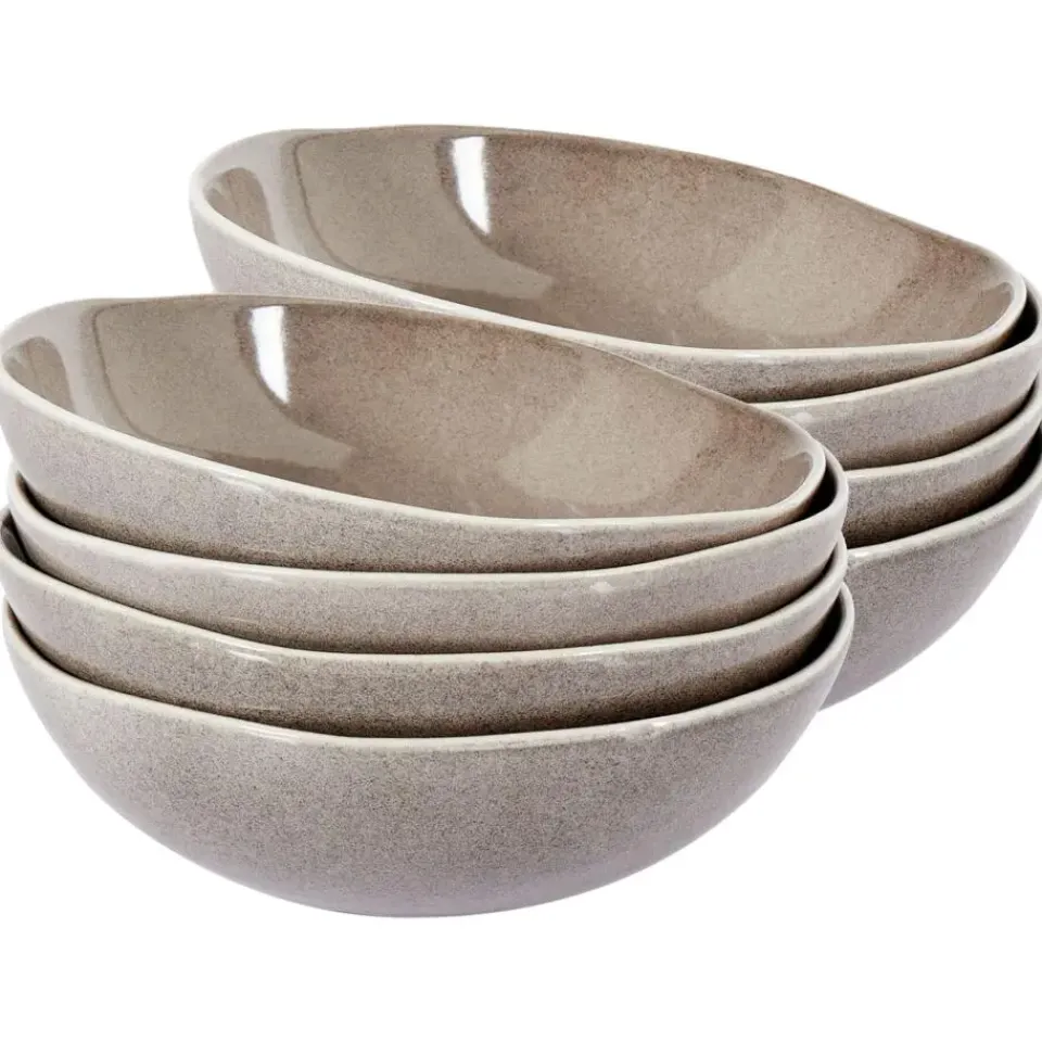 Leen Bakker COSTMARY - Diepe borden set van 8 - Grijs - Steengoed Hot