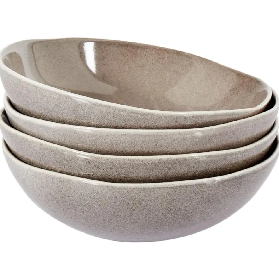 Leen Bakker COSTMARY - Diepe borden set van 4 - Grijs - Steengoed Clearance