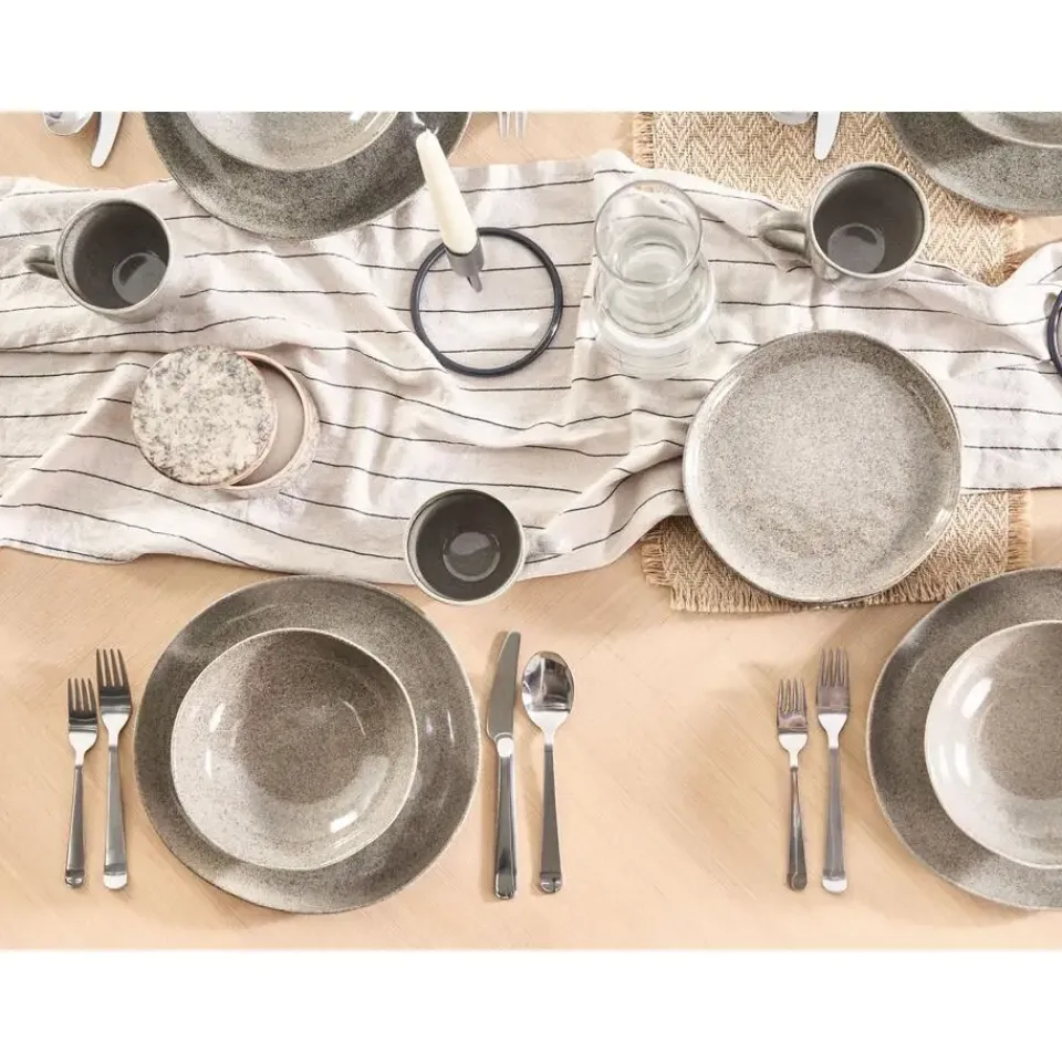 Leen Bakker COSTMARY - Diepe borden set van 4 - Grijs - Steengoed Clearance