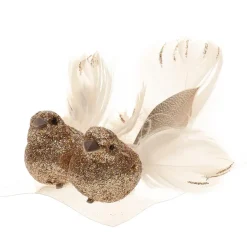 Cosy & Trendy Cosy @ Home Kersthangers - vogel - champagne - 2 stuks - 11 cm