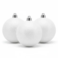 Cosy & Trendy Kerstballen - 6x st - wit - glitters - 8 cm