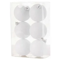 Cosy & Trendy Kerstballen - 6x st - wit - glitters - 8 cm