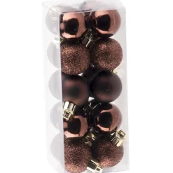 Cosy & Trendy Cosy at Home kerstballen - kunststof - 20x - 3 cm - donkerbruin New