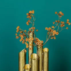 Countryfield Bloemenvaas Flute - metaal/nikkel - goud - 5 x 15 x 30 cm New