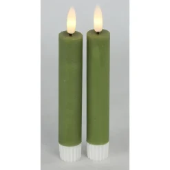 Countryfield Led kaarsen/dinerkaarsen - 2x stuks - groen - 15 cm Hot