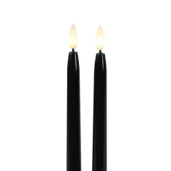 Countryfield Led kaarsen/dinerkaarsen - 2x - zwart - 38 cm