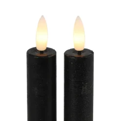 Countryfield Led kaarsen/dinerkaarsen - 2x stuks - zwart - 15 cm