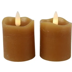 Countryfield LED kaarsen/stompkaarsenen - 2x - cognac bruin - 7cm Best