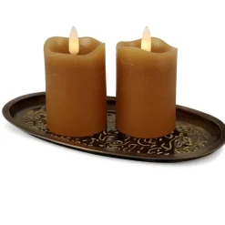 Countryfield LED kaarsen/stompkaarsenen - 2x - cognac bruin - 7cm Best