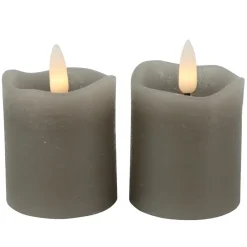 Countryfield LED kaarsen/stompkaarsen - 2x st - grijs - H7,2 cm Discount