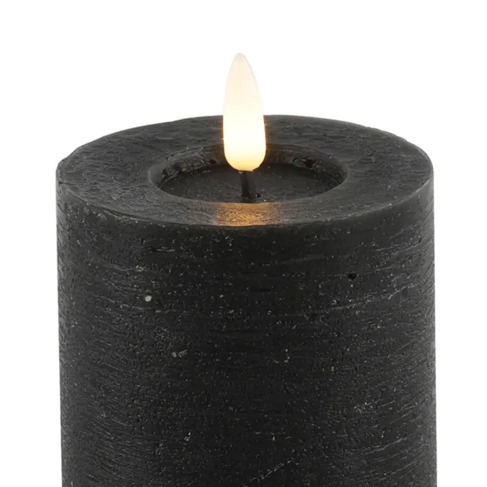 Countryfield LED kaars/stompkaars - zwart - D7,5 x H8 cm - timer Clearance