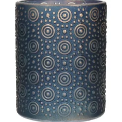 Countryfield theelichthouder/kaarsenhouder - blauw/goud - H10 cm Best
