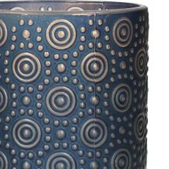 Countryfield theelichthouder/kaarsenhouder - blauw/goud - H10 cm Best