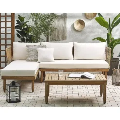 Beliani CREMONA - Loungeset voor 4 - Lichte houtkleur - Acaciahout Online