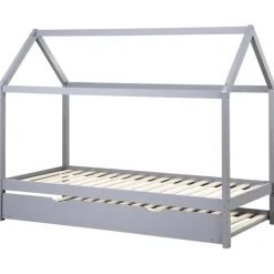 Beliani CRILLON - Onderschuifbed - Grijs - 90 x 200 - Hout Discount