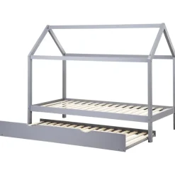 Beliani CRILLON - Onderschuifbed - Grijs - 90 x 200 - Hout Discount