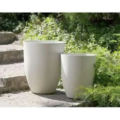 Beliani CROTON - Plantenbak - Wit - 35 cm - Stenenmix Outlet