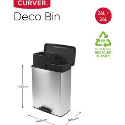 Curver Decobin Duo Prullenbak - 26L+26L - Zilver metallic Sale
