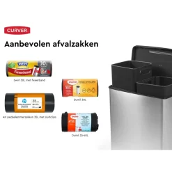 Curver Decobin Duo Prullenbak - 26L+26L - Zilver metallic Sale