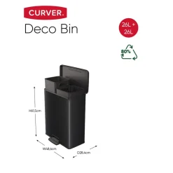 Curver Decobin Duo Prullenbak - 26L+26L - Rechthoekig - Zwart Discount