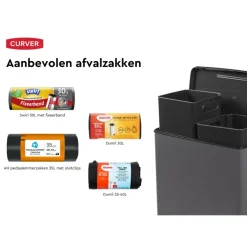 Curver Decobin Duo Prullenbak - 26L+26L - Rechthoekig - Cool Grey Sale