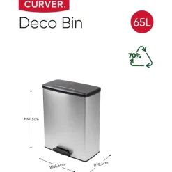 Curver Decobin Prullenbak - 65L - Rechthoekig - Zilver metallic Sale