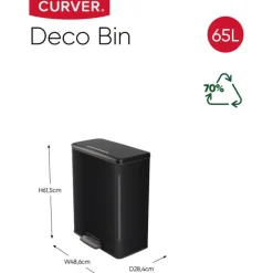 Curver Decobin Prullenbak - 65L - Rechthoekig - Zwart Outlet