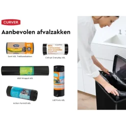 Curver Decobin Prullenbak - 65L - Rechthoekig - Zwart Outlet