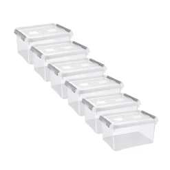 Curver Handy+ Opbergbox - 15L - 6 stuks - Transparant met deksel Sale