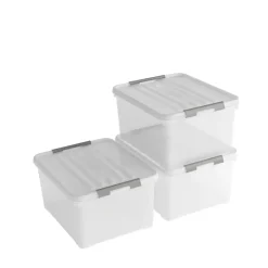 Curver Handy+ Opbergbox - 35L - 3 stuks - Transparant met deksel Discount