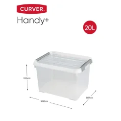Curver Handy+ Opbergbox - 20L - 3 stuks - Transparant met deksel Hot