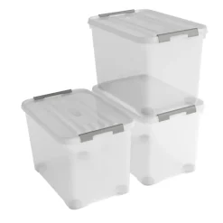 Curver Handy+ Opbergbox - 65L - 3 stuks - Transparant met deksel Outlet