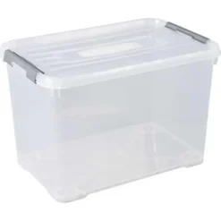 Curver Handy+ Opbergbox - 65L - 3 stuks - Transparant met deksel Outlet