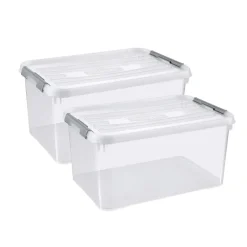 Curver Handy+ Opbergbox - 50L - 2 stuks - Transparant met deksel Outlet