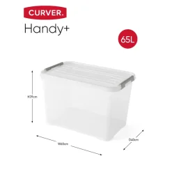 Curver Handy+ Opbergbox - 65L - 6 stuks - Transparant met deksel Hot