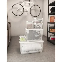 Curver Handy+ Opbergbox - 65L - 6 stuks - Transparant met deksel Hot