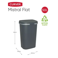 Curver Mistral Flat Prullenbak - 50L - Antraciet Sale