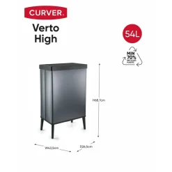 Curver Verto High - Prullenbak 54L - Blauw - 44x27x69cm Discount