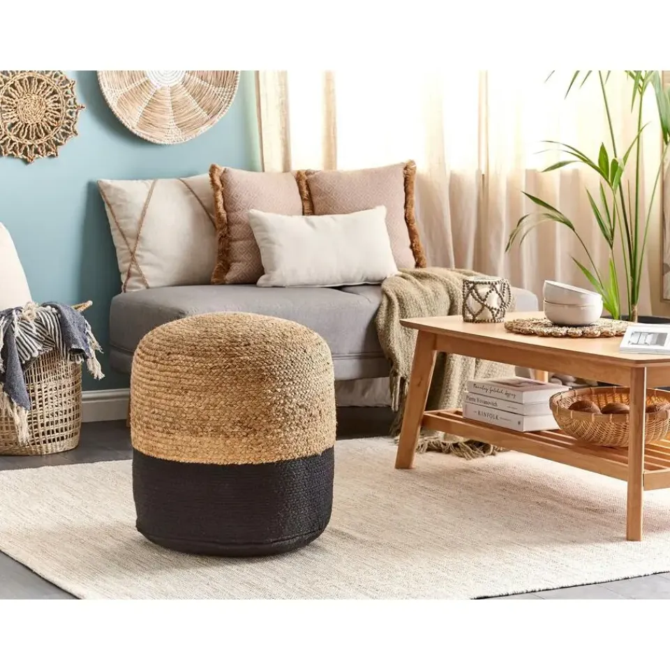 Beliani DALAMA - Poef - Zwart - 46 cm - Katoen Sale