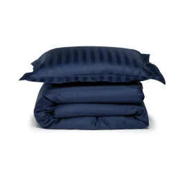 Damai dekbedovertrek katoen-satijn - 140x200/220 cm - Blauw gestreept Discount