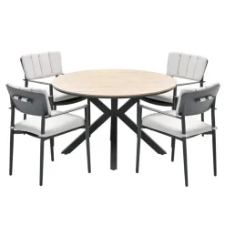 Garden Impressions Dane tuinset 5-delig - Tulli tuintafel Ø122 cm Outlet