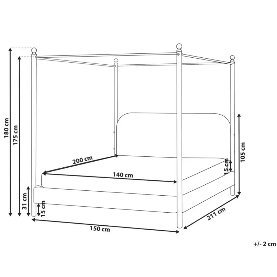 Beliani DANNEMOIS - Tweepersoonsbed - Beige - 140x200 cm - Bouclé Online