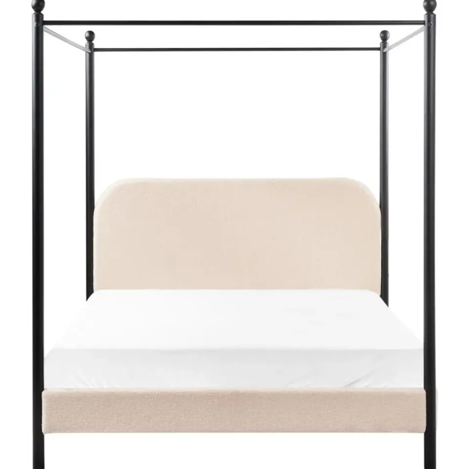 Beliani DANNEMOIS - Tweepersoonsbed - Beige - 140x200 cm - Bouclé Online