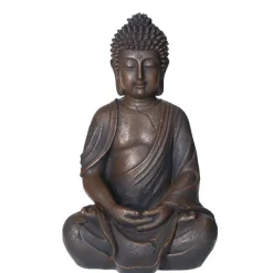 Deco by Boltze Boeddha beeld Zen - donkerbruin - 13 x 10 x 20 cm Outlet