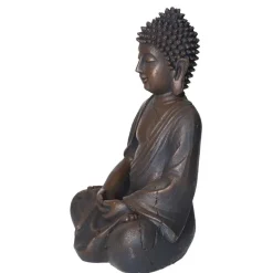 Deco by Boltze Boeddha beeld Zen - donkerbruin - 13 x 10 x 20 cm Outlet