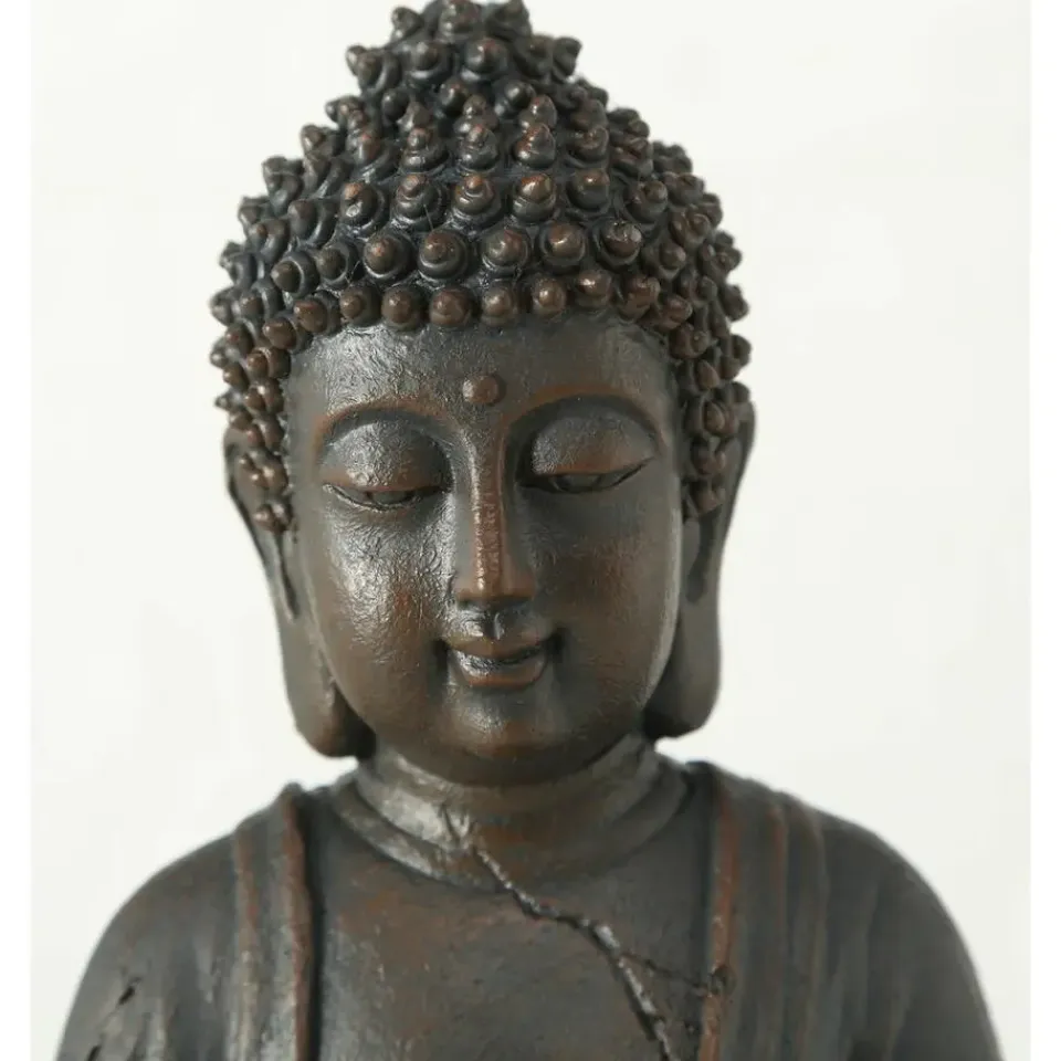 Deco by Boltze Boeddha beeld Zen - donkerbruin - 13 x 10 x 20 cm Outlet