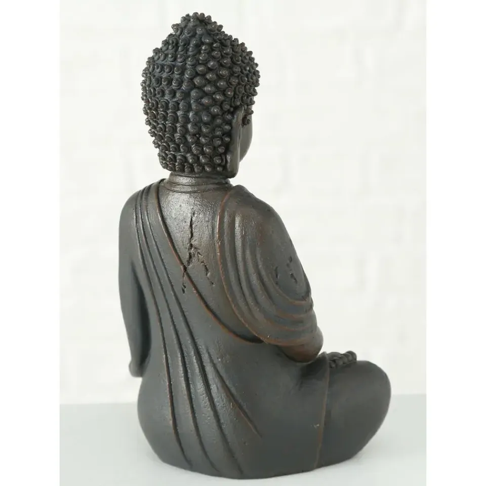 Deco by Boltze Boeddha beeld Zen - donkerbruin - 13 x 10 x 20 cm Outlet