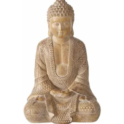 Deco by Boltze Boeddha beeld Legolas - beige - 19 x 13 x 30 cm Clearance